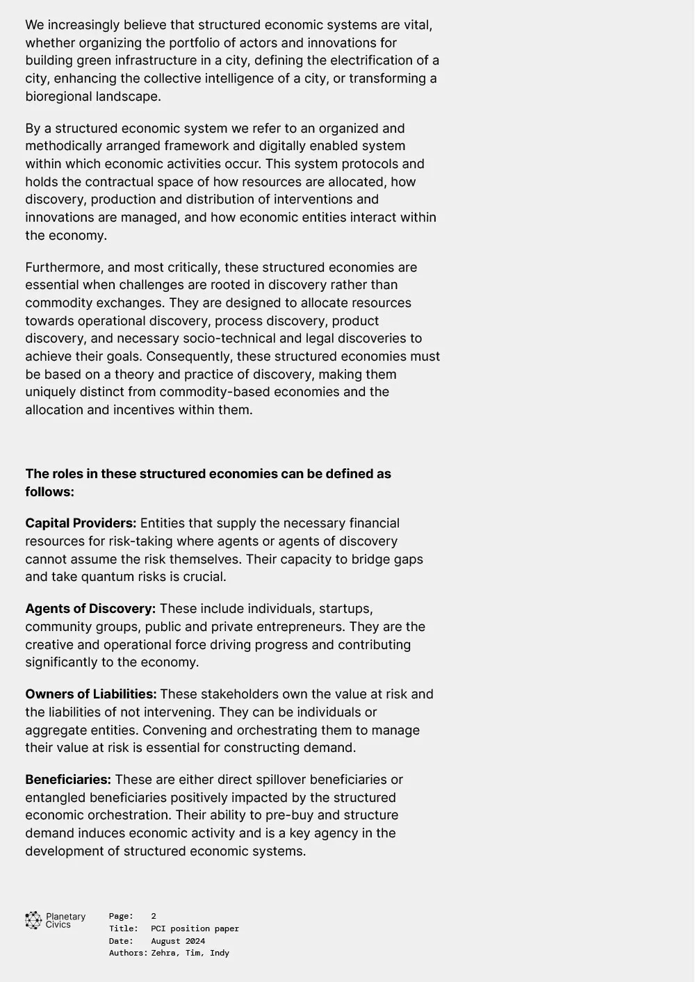 Second page of the PCI paper template, with the small logo in the footer.